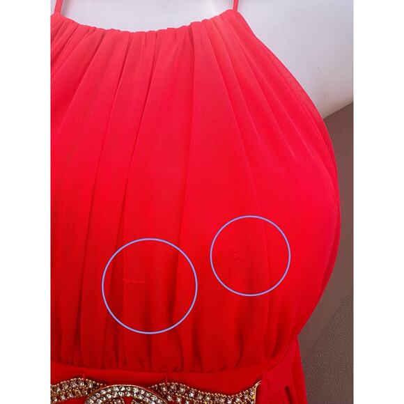 Caché Coral Chiffon Halter Formal Party Prom High Low Maxi Dress Gown Sz 0 Y2K - Picture 12 of 14